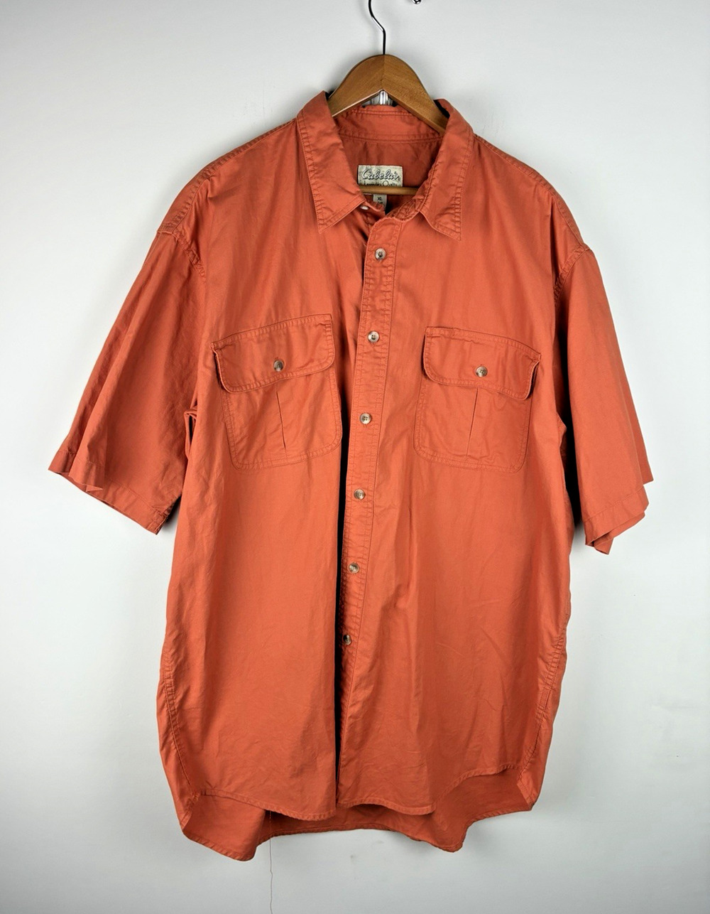 Cabela's Men's XL Tall Rust Orange Cotton Fall Layering Outdoor Utility Shirt